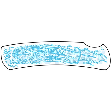 Образец оформления ножа Buck 525, «Чудо-юдо рыба-кит»